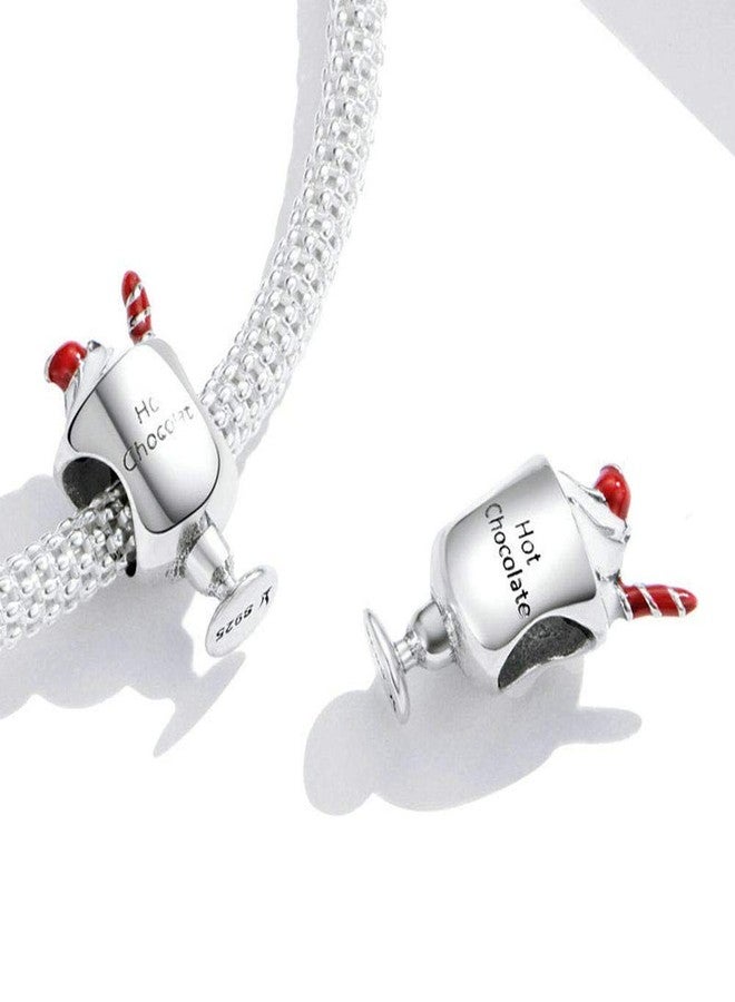 LAMOONY Coffee Charm 925 Sterling Silver Hot Chocolate Ice Cream Drink Wine Book Chips Donut Charm for Pandora Charm Bracelet (Hot Chocolate) - Image 3